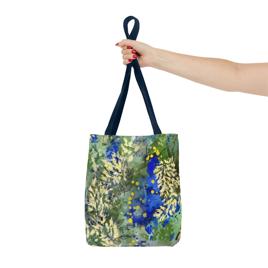 Tote Bag (AOP) Blue Botanical-Watercolor Floral Abstract Art Tote-Original Artwork by South Africa artist Alexis M