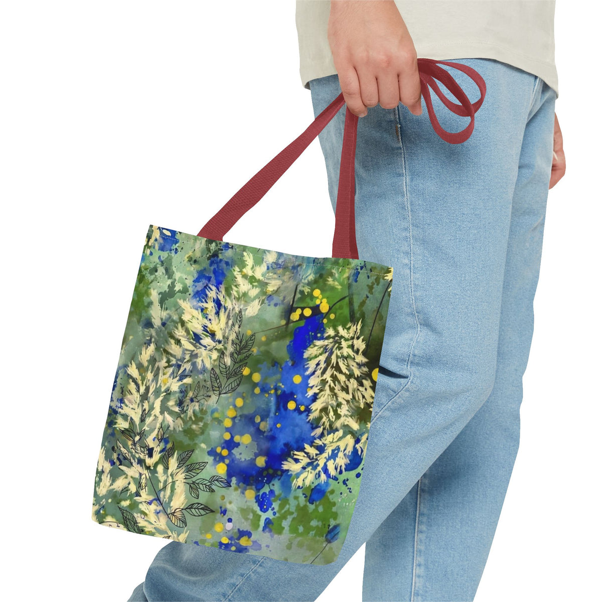Tote Bag (AOP) Blue Botanical-Watercolor Floral Abstract Art Tote-Original Artwork by South Africa artist Alexis M