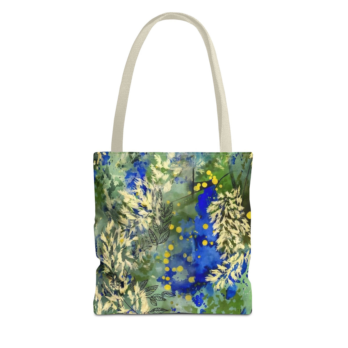 Tote Bag (AOP) Blue Botanical-Watercolor Floral Abstract Art Tote-Original Artwork by South Africa artist Alexis M