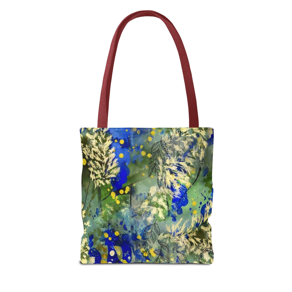 Tote Bag (AOP) Blue Botanical-Watercolor Floral Abstract Art Tote-Original Artwork by South Africa artist Alexis M