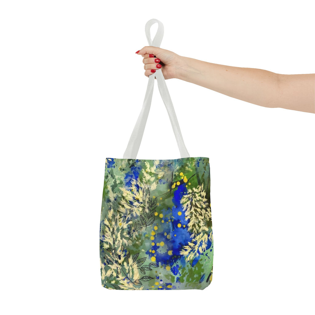 Tote Bag (AOP) Blue Botanical-Watercolor Floral Abstract Art Tote-Original Artwork by South Africa artist Alexis M