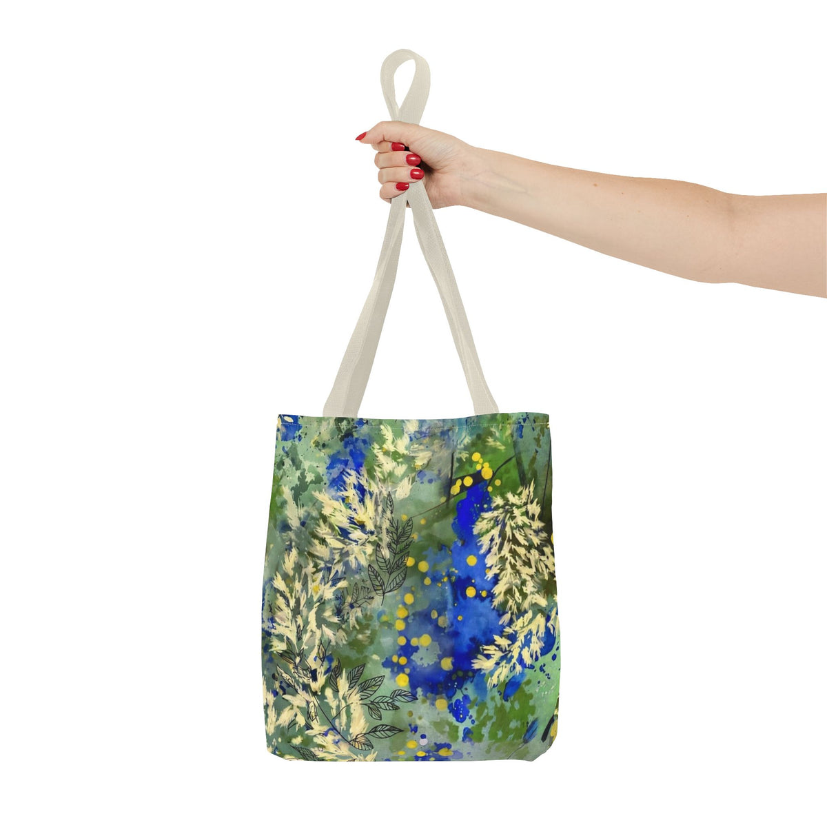 Tote Bag (AOP) Blue Botanical-Watercolor Floral Abstract Art Tote-Original Artwork by South Africa artist Alexis M