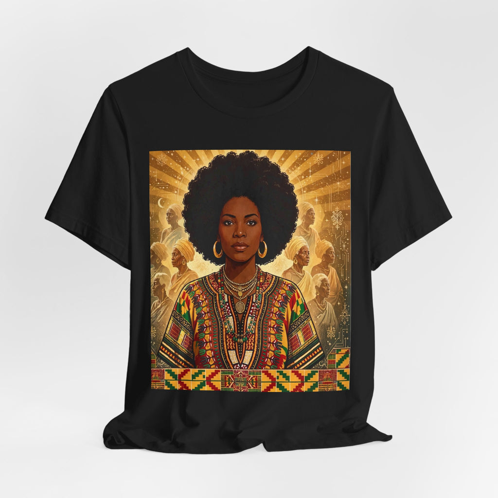 Afro Queen Crowned Heritage T-Shirt-Black History Ancestors Tee