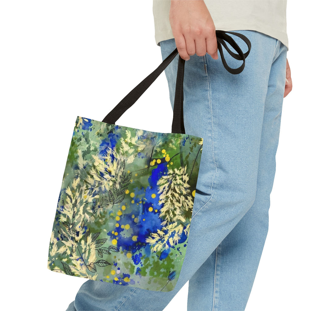 Tote Bag (AOP) Blue Botanical-Watercolor Floral Abstract Art Tote-Original Artwork by South Africa artist Alexis M