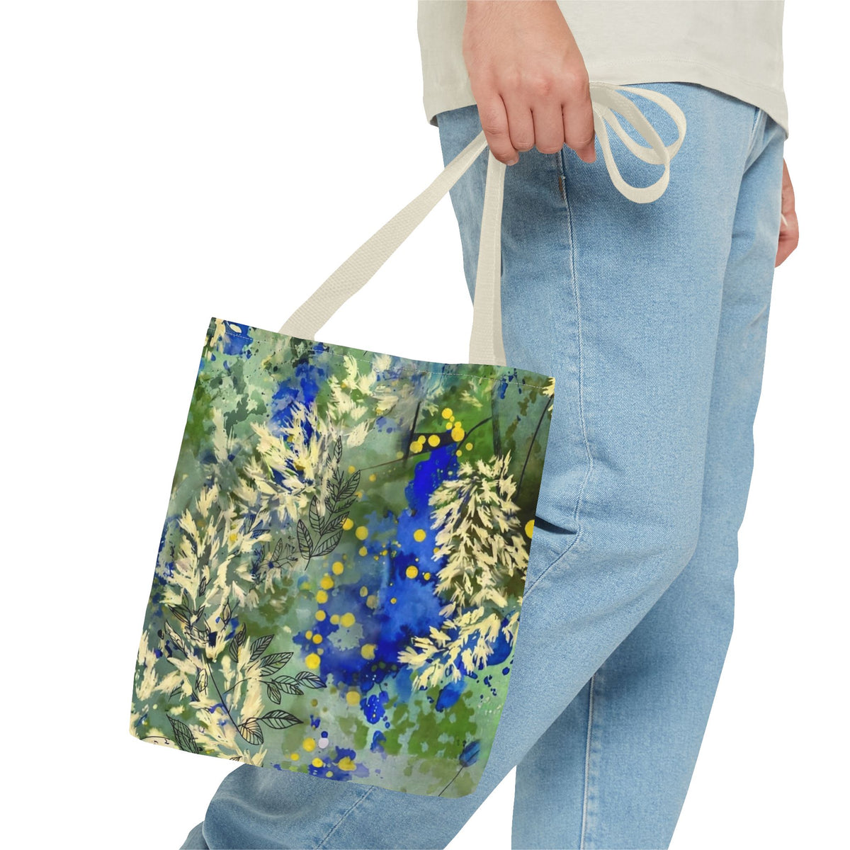 Tote Bag (AOP) Blue Botanical-Watercolor Floral Abstract Art Tote-Original Artwork by South Africa artist Alexis M
