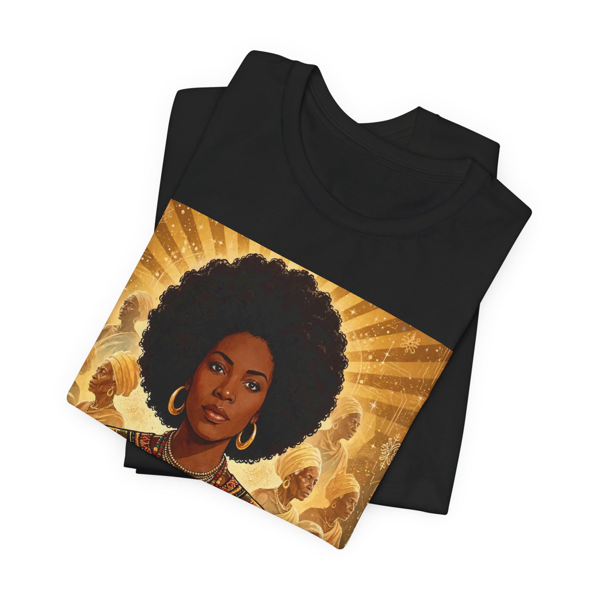 Afro Queen Crowned Heritage T-Shirt-Black History Ancestors Tee