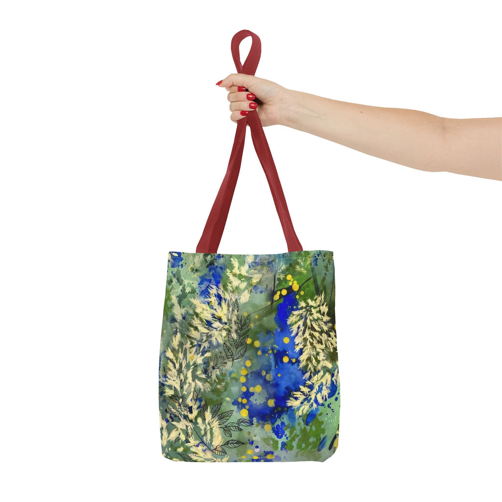 Tote Bag (AOP) Blue Botanical-Watercolor Floral Abstract Art Tote-Original Artwork by South Africa artist Alexis M