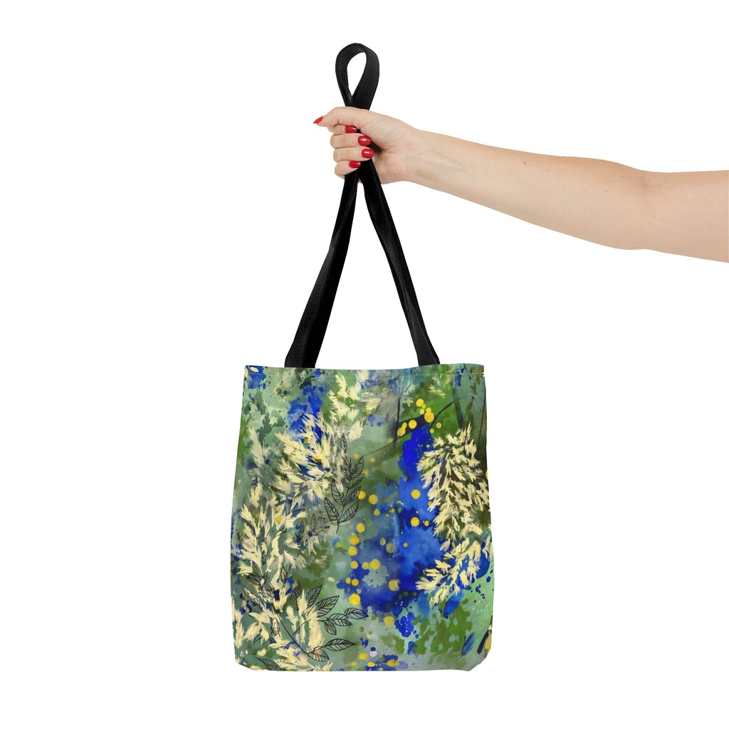 Tote Bag (AOP) Blue Botanical-Watercolor Floral Abstract Art Tote-Original Artwork by South Africa artist Alexis M